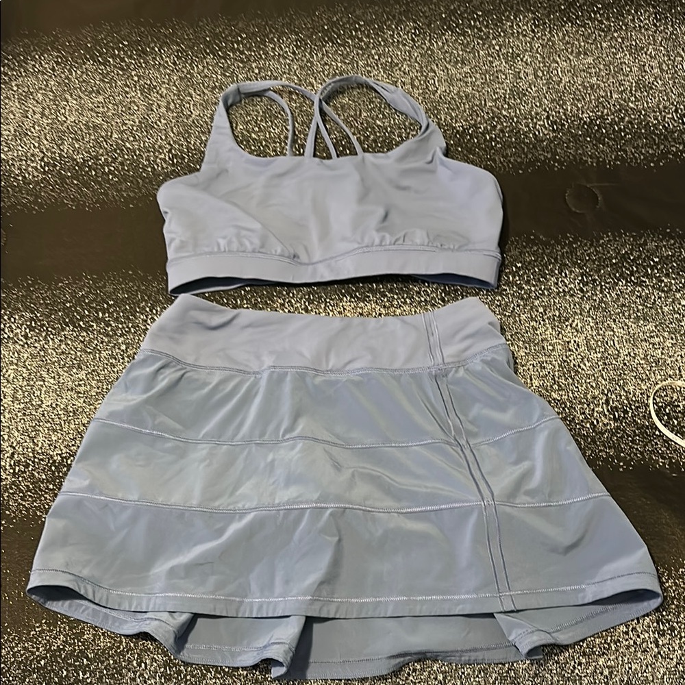 lululemon athletica Light Blue Strappy Sports Bra & Matching Skort
